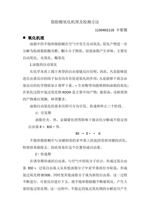 脂肪酸氧化机理及检测方法