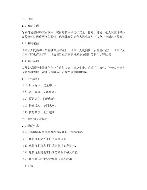 通信行业网络应急预案
