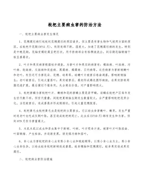 枇杷主要病虫害的防治方法