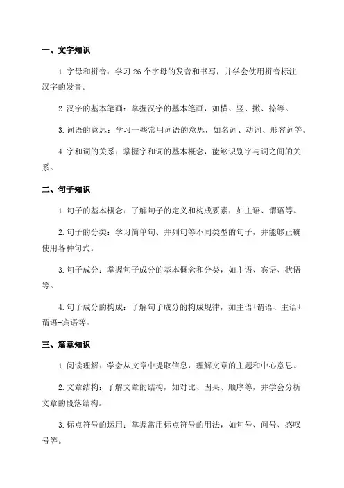 七年级语文知识点归纳总结