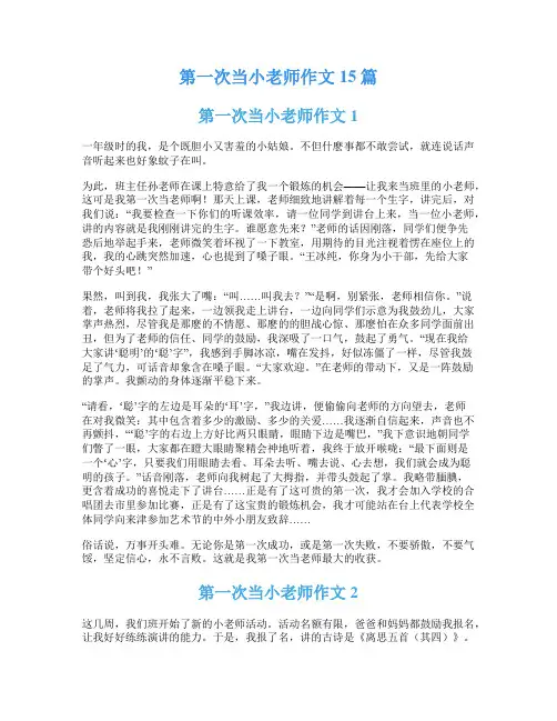 第一次当小老师作文15篇