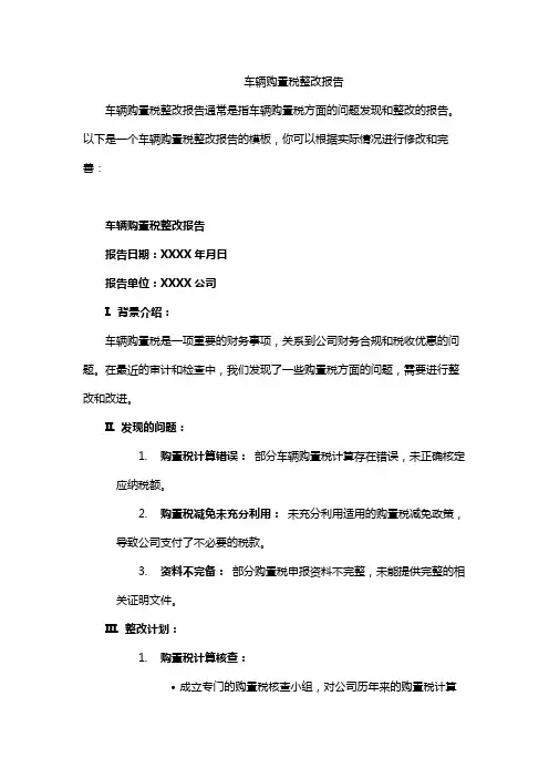车辆购置税整改报告