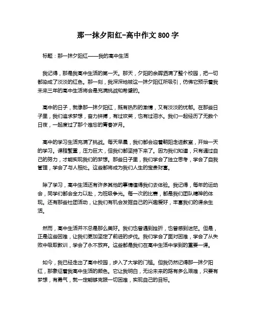 那一抹夕阳红-高中作文800字
