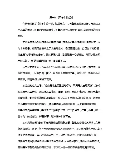 黑布林《风筝》读后感