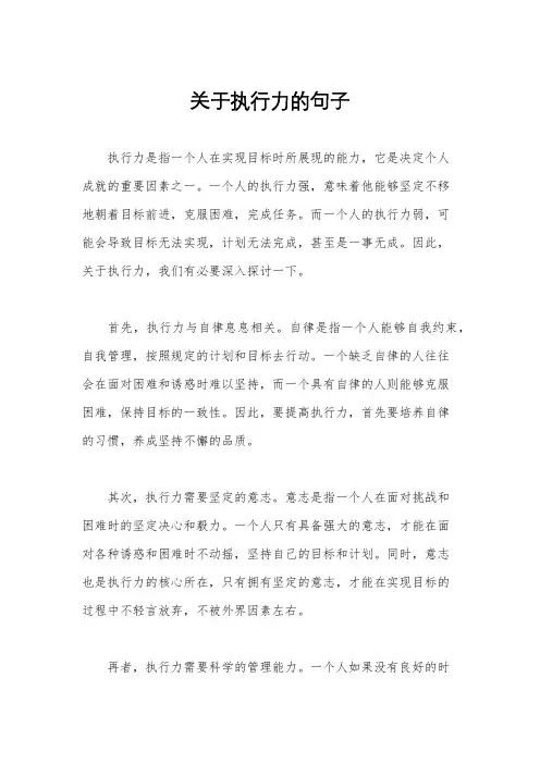 关于执行力的句子