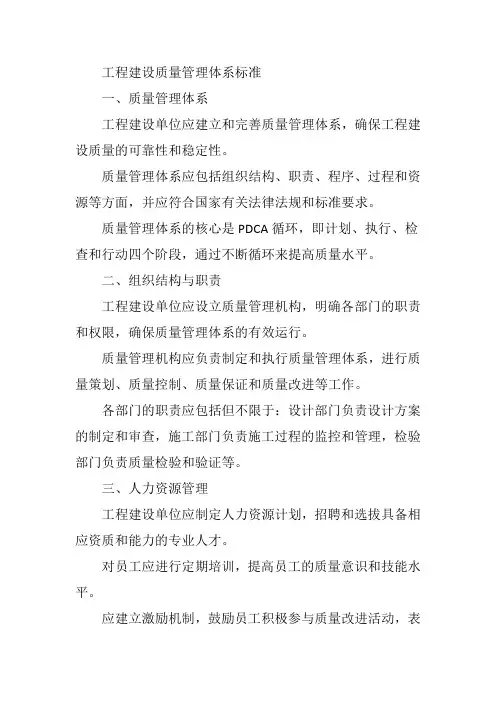 工程建设质量管理体系标准