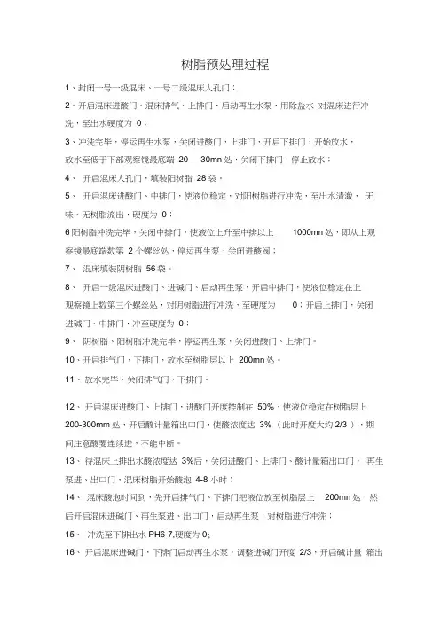 树脂预处理过程