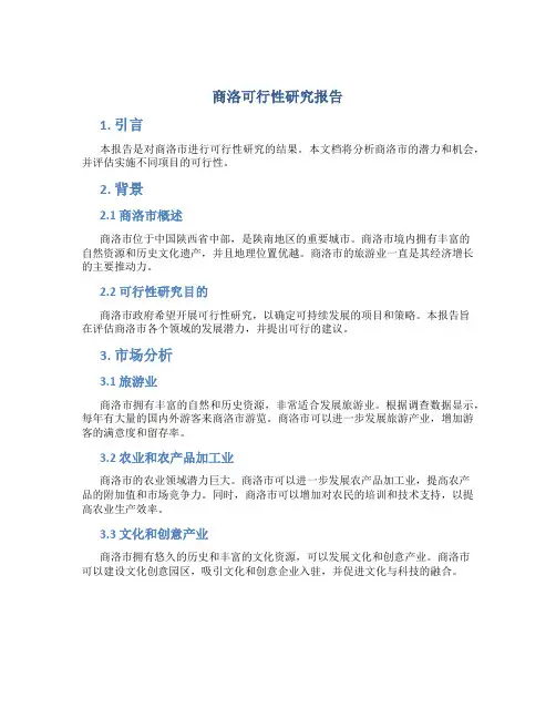 商洛可行性研究报告