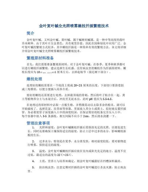 ‘金叶’复叶槭全光照喷雾嫩枝扦插繁殖技术