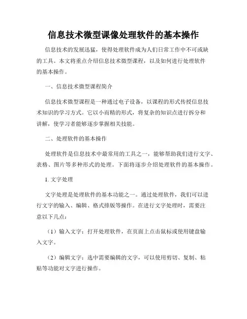 信息技术微型课像处理软件的基本操作