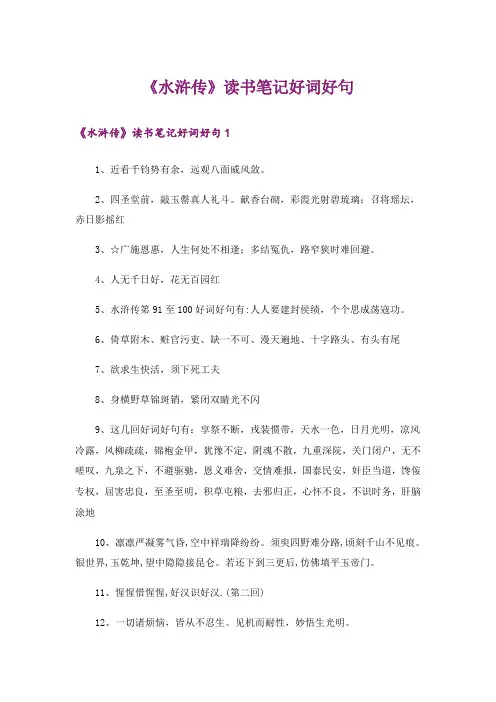 《水浒传》读书笔记好词好句