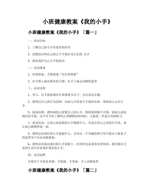 小班健康教案《我的小手》