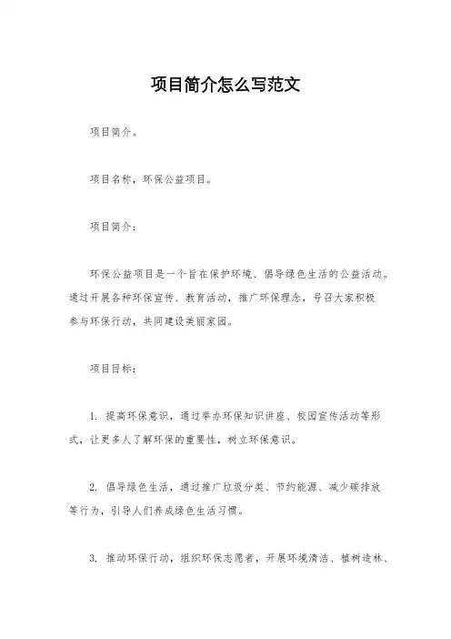 项目简介怎么写范文