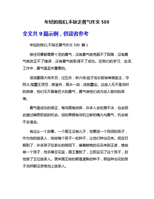 年轻的我们,不缺乏勇气作文500