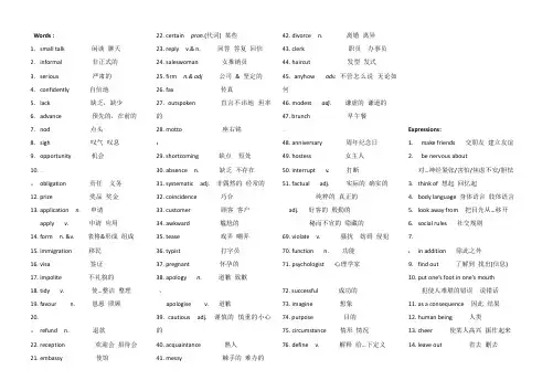 外研版选修六,词汇表