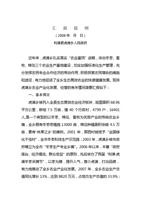 农业产业化调研汇报提纲