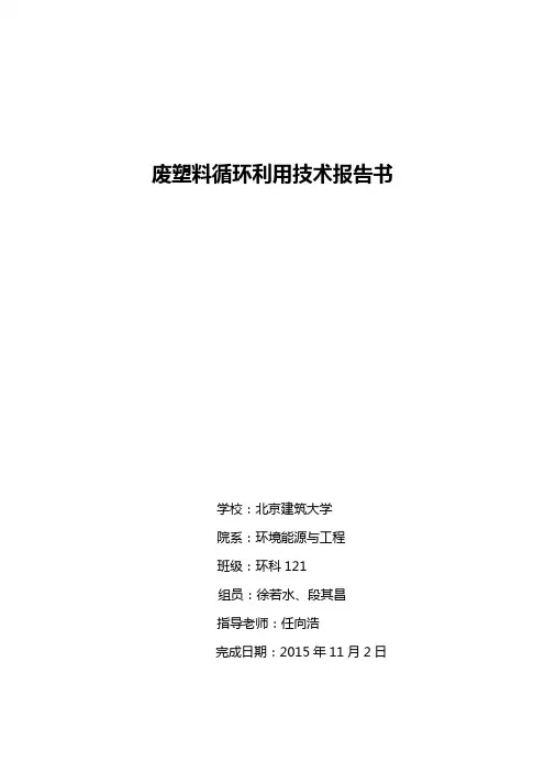 废旧塑料循环利用技术报告书