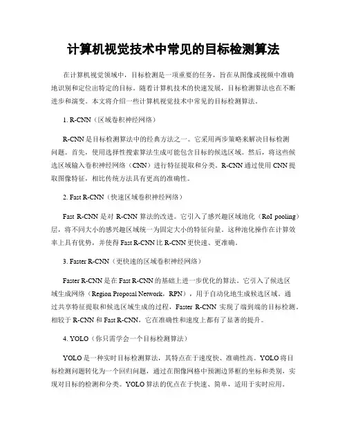 计算机视觉技术中常见的目标检测算法