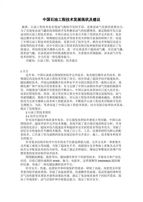 中国石油工程技术发展现状及建议
