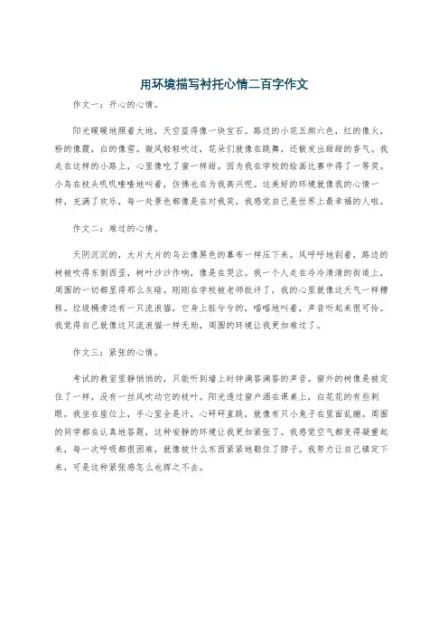 用环境描写衬托心情二百字作文