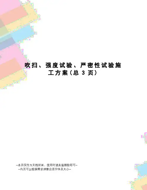 吹扫、强度试验、严密性试验施工方案