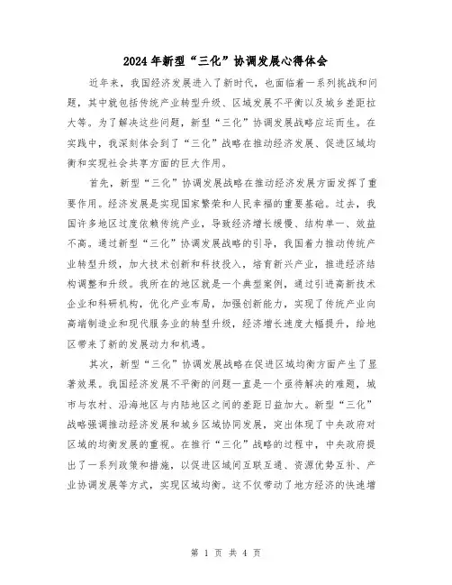 2024年新型“三化”协调发展心得体会(2篇)