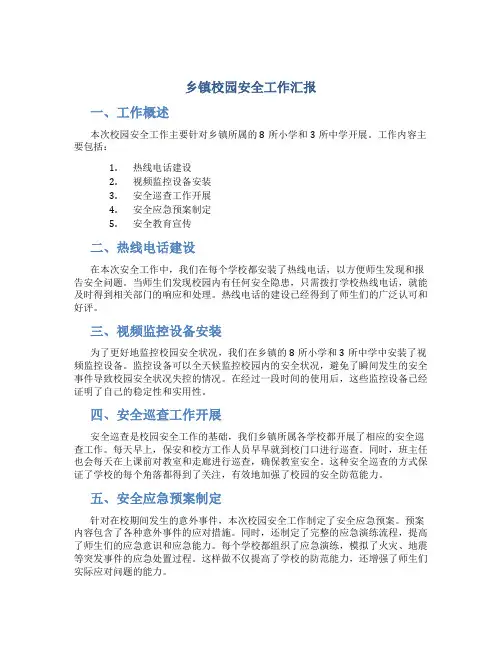 乡镇校园安全工作汇报