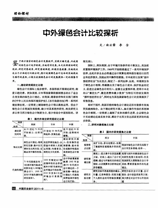 中外绿色会计比较探析