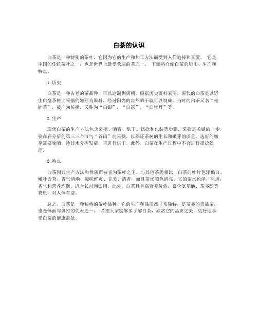 白茶的认识