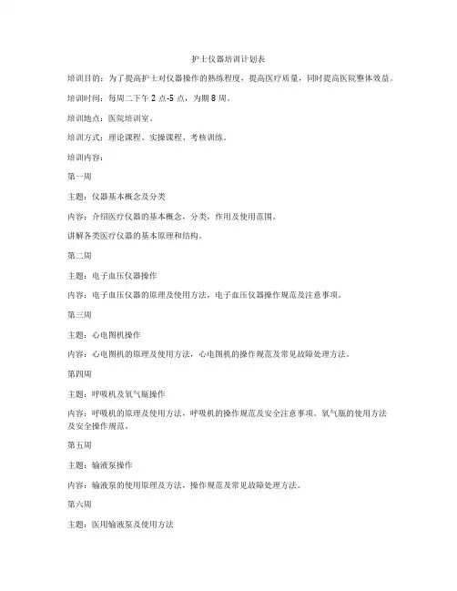 护士仪器培训计划表