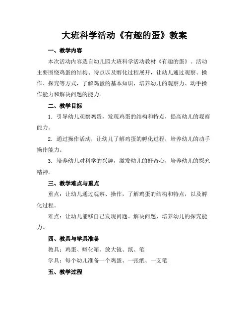 大班科学活动《有趣的蛋》教案