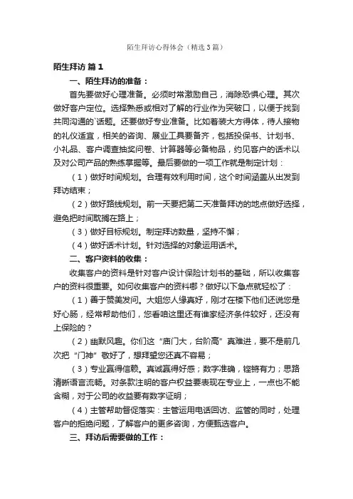 陌生拜访心得体会（精选3篇）