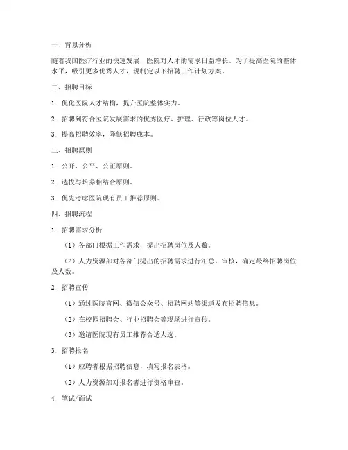 医院招聘工作计划方案范文