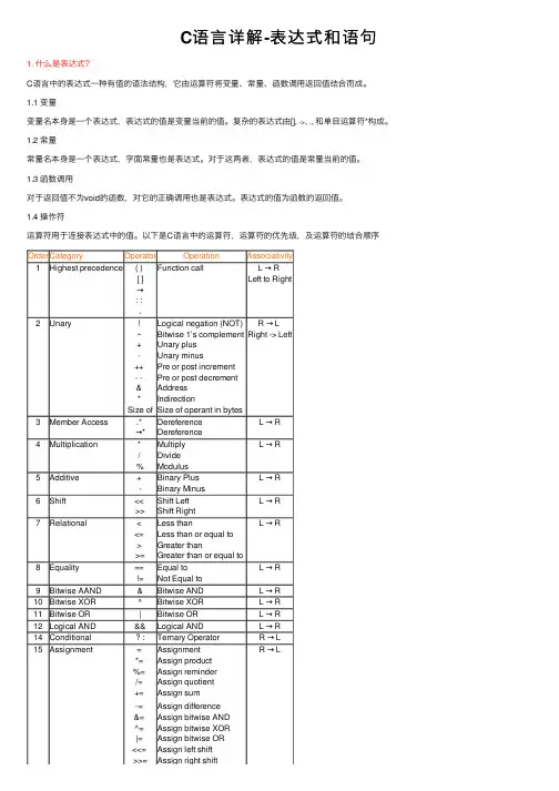 C语言详解-表达式和语句