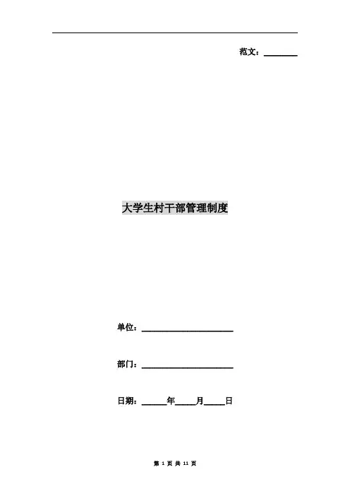 大学生村干部管理制度