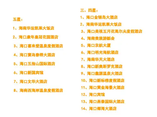 海口市各大酒店名称