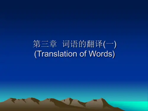 第三章 词语的翻译(一)(Translation of Words)