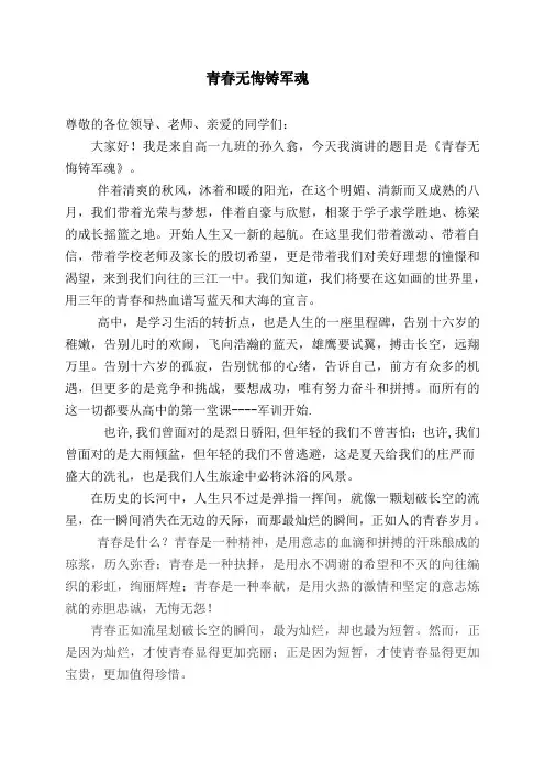 1.9班青春无悔铸军魂(定稿)