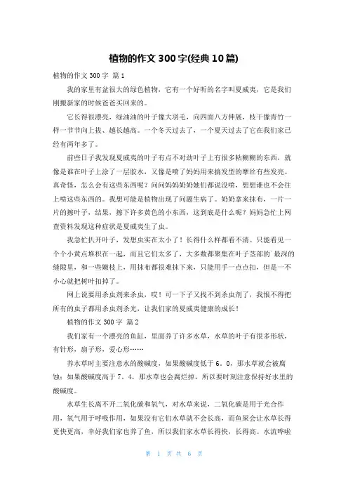 植物的作文300字(经典10篇)