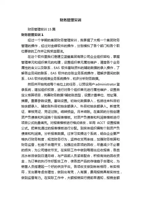 财务管理实训