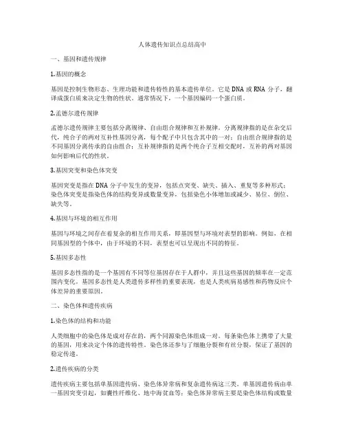 人体遗传知识点总结高中