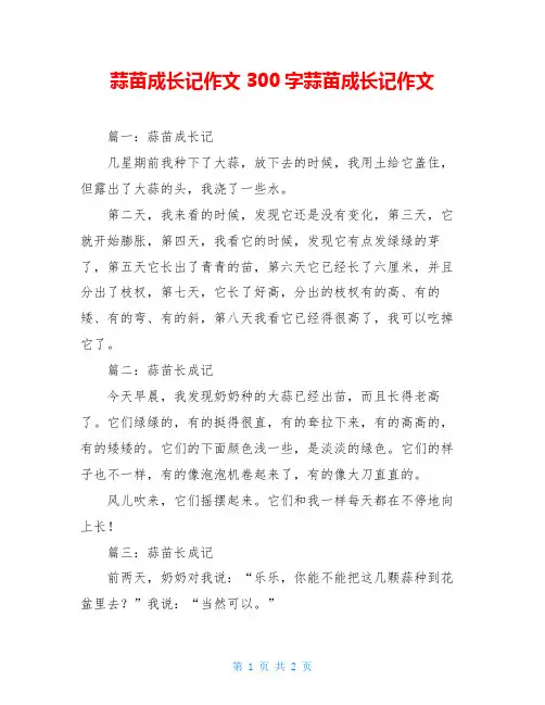 蒜苗成长记作文300字蒜苗成长记作文