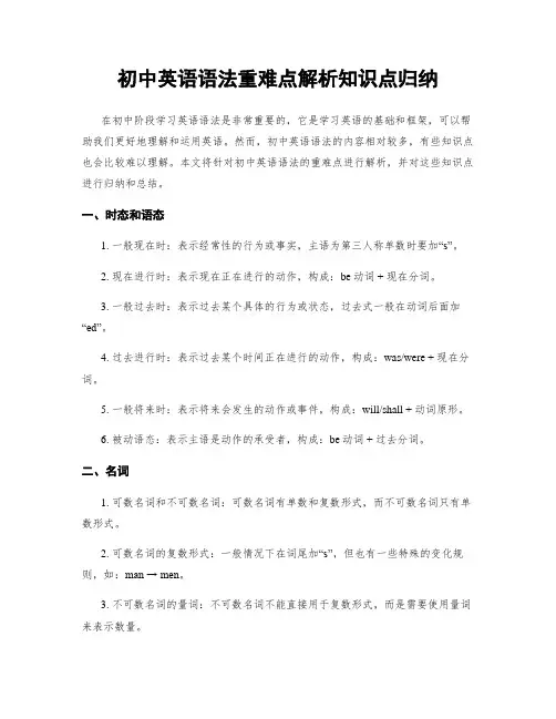 初中英语语法重难点解析知识点归纳