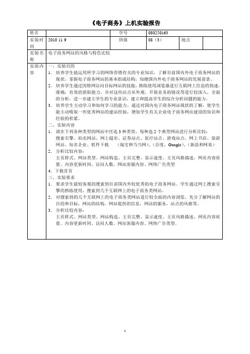 电子商务网站的风格与特色比较