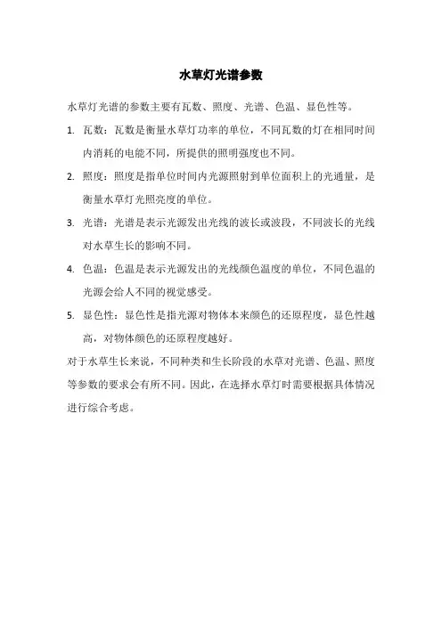 水草灯光谱参数
