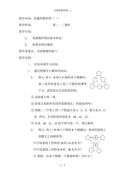 有趣的数阵图一