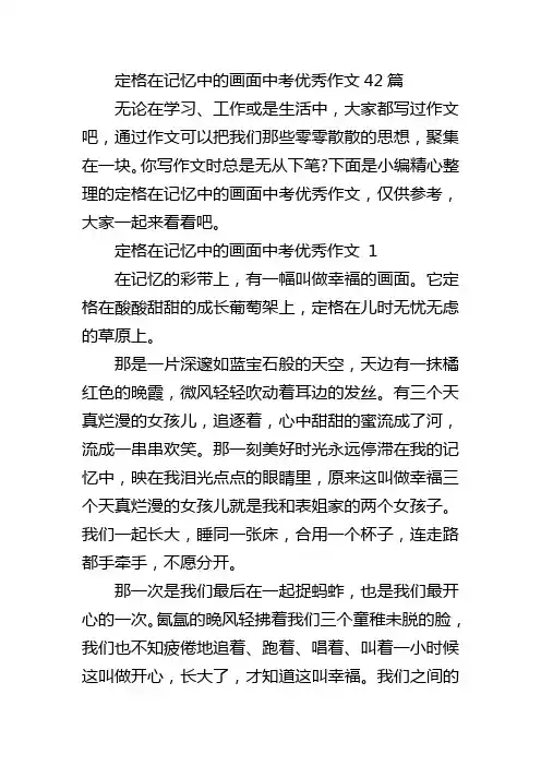 定格在记忆中的画面中考优秀作文42篇