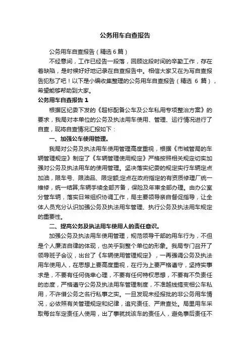 公务用车自查报告（精选6篇）