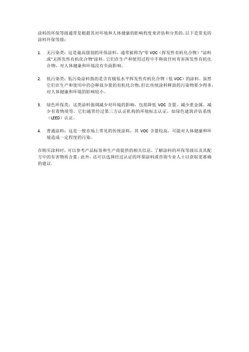 涂料环保等级