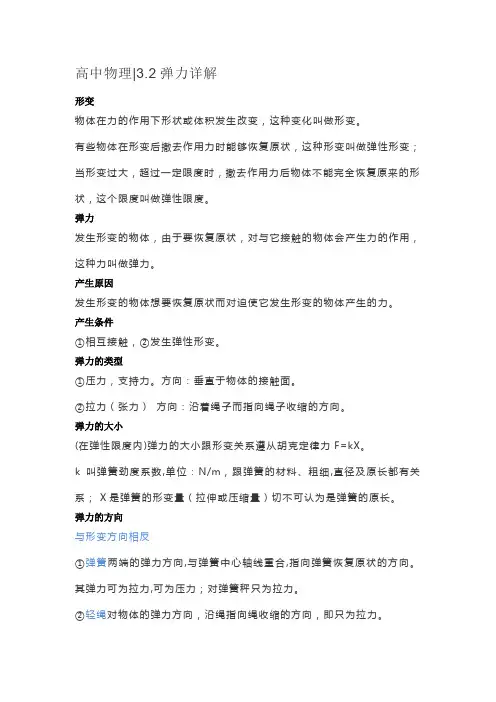 高中物理3.2弹力详解